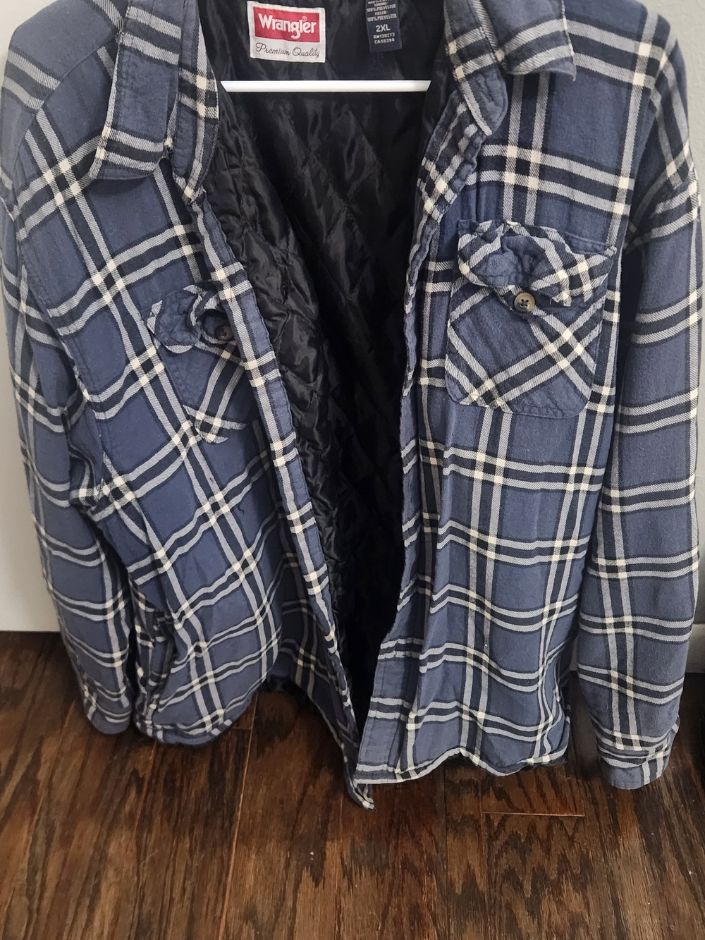 Wrangler Quilted-Lined Blue Plaid Flannel Jacket